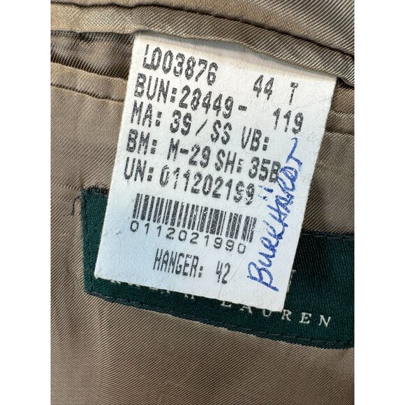 Lauren Ralph Lauren Mens Blazer Jacket 44T Tan Wool Linen Blend - Picture 5 of 13